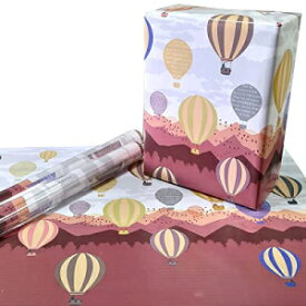 eVincE - thoughtful PRESENTations eVincE Gift Wrapping Paper Pack of 10 | Hot Air Balloon Design Paper for Kids Boys Men Women Girl | 70x50cm Fact Filled Sheets for Birthday Wedding Mothers Day Valentines Day Bridal