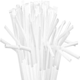 フレキシブルストロー - 個別包装 (ホワイト、400本) Flexible Drinking Straws - Individually Wrapped (White, 400)