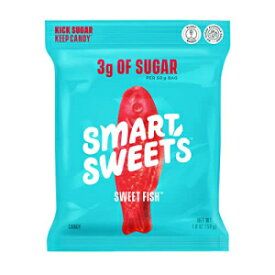 SmartSweets Sweet Fish、1.8オンス (12個パック)、低糖キャンディー (3g)、低カロリー (100)、人工甘味料不使用、ビーガン、植物ベース、グルテンフリー、子供と大人向けの健康的なスナック SmartSweets Sweet Fish, 1.8oz (Pack of 12), Candy wit