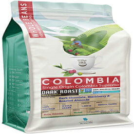 32 オンス (2 ポンド) 非遺伝子組み換えシングルオリジン コロンビア ダークロースト全豆コーヒー、ノート - ダーク チョコレート トフィー ブラックベリー、CoffeaFarms by Coffeeland 32 Ounce (2 LB) Non-Gmo Single Origin Colombia Dark Roa