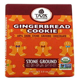 Taza チョコレート オーガニック アメイズ バー 60% ストーングラウンド、ジンジャーブレッドクッキー、2.5 オンス (10 個)、ビーガン Taza Chocolate Organic Amaze Bar 60% Stone Ground, Gingerbread Cookie, 2.5 Ounce (10 Count), Veg