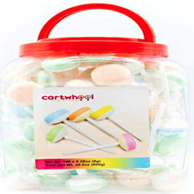 Cartwheel Confections: 個別包装されたダブルキャンディー 100 個、バルクキャンディ、スイートタルトロリポップ、パステルカラーのダブルキャンディーロリポップ、チアリーダーキャンディー、バルク吸盤とロリポップ、ジャー 100 個 Cartwheel Confections: 100