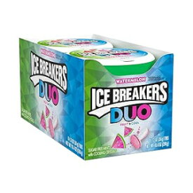1.3 Ounce (Pack of 8), Watermelon, ICE BREAKERS Duo Fruit Plus Cool Watermelon Sugar Free Breath Mints Tins, 1.3 oz (8 Count)