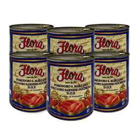 Flora Foods トマト サン マルツァーノ DOP - 6 缶 (各 28 オンス) Flora Fine Foods Tomatoes San Marzano DOP by Flora Foods - 6 Cans (28 oz. ea.)