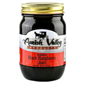 Amish Valley Products オールド ファッション ジャム ガラス パイント ジャー 18 オンス (種なしブラック ラズベリー) Amish Valley Products Old Fashioned Jam Glass Pint Jar 18 oz (Seedless Black Raspberry)