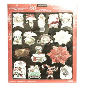 KIRKLAND SIGNATURE 手作りホリデーギフトタグ、60枚、マルチカラー KIRKLAND SIGNATURE Handmade Holiday Gift Tags, 60 Count, Multi-Color