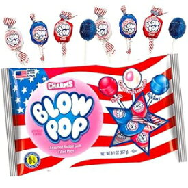 9.1 Ounce (Pack of 1), raspberry, Patriotic USA Charms Blow Pops: 14-Piece Bag