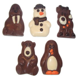 パーマー チョコレート ノース ポール パルズ ミルク チョコレート - 5 デザイン (セイウチ、クマ、ペンギン、雪だるま、トナカイ) の完全なセット 1 個 - 誇りを持って米国製 Palmer Chocolate North Pole Pals Milk Chocolate - 1 complete se