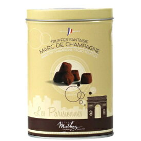 Mathez 'Les Parisiennes'、フランス産チョコレートトリュフ、シャンパーニュのマルク入り、7.1オンス缶 Mathez 'Les Parisiennes', French Chocolate Truffles with Marc of Champagne, 7.1oz Tin