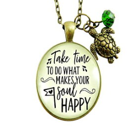 Gutsy Goodness 24 インチ タートル ネックレス 時間をかけて魂を幸せにする人生テーマのジュエリー Gutsy Goodness 24" Turtle Necklace Take Time to Make Soul Happy Life Theme Jewelry