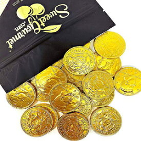 SweetGourmet ミルク チョコレート ゴールド 50c コイン | プレミアムベルギーチョコレート | 15オンスバッグ SweetGourmet Milk Chocolate Gold 50c Coins | Premium Belgian Chocolate | 15 oz bag