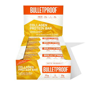 Bulletproof Lemon Cookie Collagen Protein Bars, Pack of 12, Keto-Friendly Snack with MCT Oil