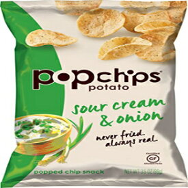 Popchips ポテトチップス、サワークリーム＆オニオンポテトチップス、6 カウント (3.5 オンス)、グルテンフリー、低脂肪、人工香料不使用 Popchips Potato Chips, Sour Cream & Onion Potato Chips, 6 Count (3.5 oz.), Gluten Free, Low Fat