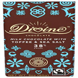 DIVINE CHOCOLATE チョコレート、トフィー＆シーソルト入り 38% ミルクチョコレート、3 オンス DIVINE CHOCOLATE Chocolate, 38% Milk Chocolate with Toffee & Sea Salt, 3 Oz