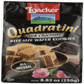 Loacker Quadratini ダークチョコレート クリーム ウエハース クッキー、8.82 オンス パッケージ (8 個パック) Loacker Quadratini Dark Chocolate Creme Wafer Cookies, 8.82-Ounce Packages (Pack of 8)