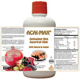 Acai Max - CAOH のオーガニック アサイー ジュース ブレンド (1-32 オンスのボトル) Acai Max - Organic Acai Juice Blend from CAOH (1-32 oz Bottle)