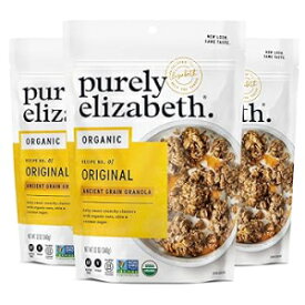 Purely Elizabeth Organic Original、古代穀物グラノーラ、グルテンフリー、非遺伝子組み換え (3 カラット、12 オンス袋) Purely Elizabeth Organic Original, Ancient Grain Granola, Gluten-Free, Non-GMO (3 Ct, 12oz Bags)