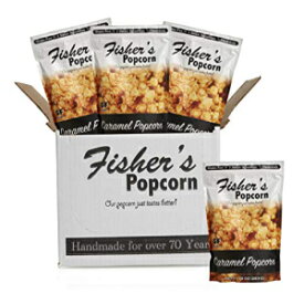 Fisher's Popcorn キャラメルポップコーン、グルテンフリー、5つのシンプルな材料、手作り、保存料不使用、高フルクトースコーンシロップ不使用、トランス脂肪ゼロ、10オンスバッグ（4個パック） Fisher's Popcorn Caramel Popcorn, Gluten Free, 5 Simple In