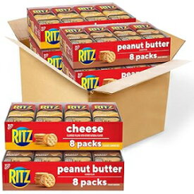 RITZ Peanut Butter Sandwich Cracker Snacks and Cheese Sandwich Crackers, Snack Crackers Variety Pack, Christmas Crackers, 32 Snack Packs