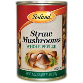 Roland Foods 皮むきストローマッシュルーム缶詰、特殊輸入食品、15オンス缶8パック Roland Foods Canned Peeled Straw Mushrooms, Specialty Imported Food, 15-Ounce Can 8 Pack