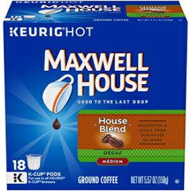 Maxwell House デカフェ ハウス ブレンド コーヒー K カップ パック、18 カウント ボックス Maxwell House Decaf House Blend Coffee K-Cup Packs, 18 count Box