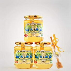 ハンガリーの蜂100％純粋な生の有機野生アカシア蜂蜜16オンス-3パックには蜂蜜ディッパースティックが含まれています Hungary Bees 100 Percent Pure Raw Organic Wild Acacia Honey 16 Ounce- 3 Pack Includes Honey Dipper Stick