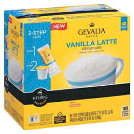 Gevalia バニラ ラテ エスプレッソ コーヒー 泡パック付き、K カップ ポッド、9 個 Gevalia Vanilla Latte Espresso Coffee with Froth Packets, K-Cup Pods, 9 Count