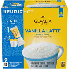 ゲヴァリア バニラ ラテ キューリグ K カップ コーヒー ポッド & 泡パック (9 個) Gevalia Vanilla Latte Keurig K Cup Coffee Pods & Froth Packets (9 Count)