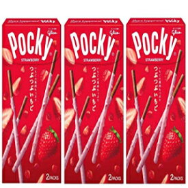グリコ ポッキー スティックスナック イチゴ×3個 Glico POCKY, Chocolate stick snacks,Strawberry×3