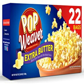 ポップウィーバー 電子レンジ用ポップコーン エクストラバター 1箱22袋入 Pop Weaver Microwave Popcorn, Extra Butter, 22 Bags per Box…
