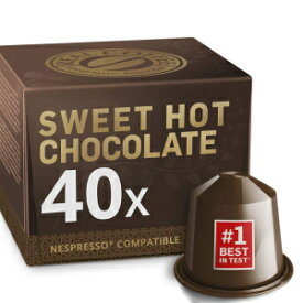 40カウント（1パック）、チョコレート、ホットチョコレートネスプレッソ互換カプセル40個。クリーミー＆スウィート。40ポッド 40 Count (Pack of 1), chocolate, 40 Hot Chocolate Nespresso Compatible Capsules. Creamy & Sweet. 40 Pods