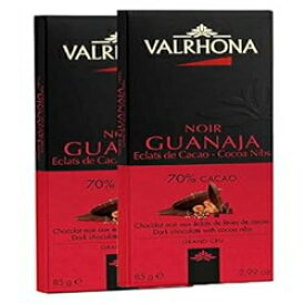 ヴァローナ フランスグルメチョコレートバー「グアナハ」ダークチョコレート 70% カカオニブ入り、2 パック 2x3oz Valrhona French Gourmet Chocolate Bars "Guanaja" Dark Chocolate 70% with Cocoa nibs, 2 Pack 2x3oz