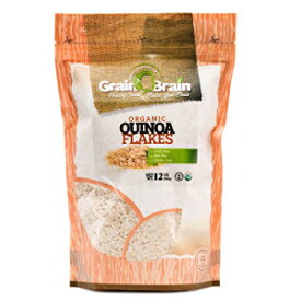 Grain Brain オーガニック キノア フレーク (12 オンス) グルテンフリー、ビーガン植物ベース、全粒シリアル、素晴らしいオートミール代替品、再密封可能なパウチ袋に詰められています Grain Brain Organic Quinoa flakes (12 ounces) Gluten Free, Ve