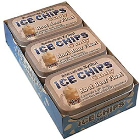 ICE CHIPS キシリトール キャンディ缶 (ルートビアフロート、6 パック); 低炭水化物、グルテンフリー - 写真のバンドが付属します。 ICE CHIPS Xylitol Candy Tins (Root Beer Float, 6 Pack); Low Carb, Gluten Free - Includes BAND as