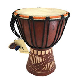 JIVE ブランド ジャンベ ドラム ボンゴ コンゴ アフリカンウッドドラム プロ品質 ヘビーベース付き/ドラムキーチェーン付き (高さ 12 インチの彫刻) JIVE BRAND Djembe Drum Bongo Congo African Wood Drum Professional Quality With Heavy Base