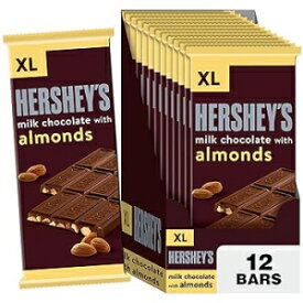 4.25 Ounce (Pack of 12), Chocolate, HERSHEY'S Milk Chocolate with Almonds XL, Candy Bars, 4.25 oz (12 Count, 16 Pieces)