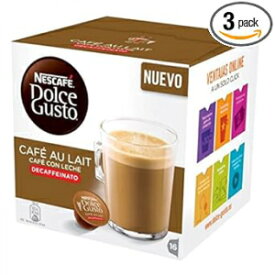Nescafe DOLCE GUSTO Pods/ Capsules - CAFE AU LAIT DECAFFEINATED (NEW) = 16 count (pack of 3)