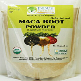 インダスオーガニックスマカパウダー（混合）、2ポンドバッグ、ゲル化、洗浄済み、プレミアム品質、非遺伝子組み換え、詰めたて Indus Organics Maca Powder (Mixed), 2 Lb Bag, Gelatanized, Pre-Washed, Premium Quality, Non-gmo, Freshly Packed