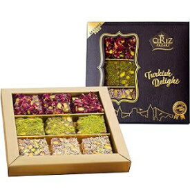 8.8 Ounce (Pack of 1), Rose,Sweet, Cerez Pazari Turkish Delight Pistachio with Fantastic Rose & Pomegranate Flavour Experience in Luxury Gift Box 8.8 oz | Assorted Gourmet Soft Candy, Sweet Vegan Traditional Lokum