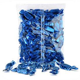 Blue Foils チューイータフィーキャンディー、ブルーカラーをテーマにしたコーシャキャンディーの1ポンド袋、個別包装されたラズベリーフルーツ風味のタフィー（正味重量454g、約63個） Blue Foils Chewy Taffy Candy, 1-Pound Bag of Blue Color Themed Kosh