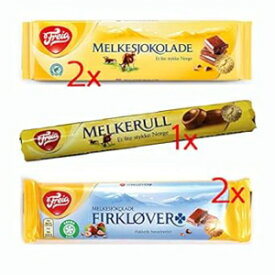 フライア～バラエティパック（メルケショコラーデ60g 2個、フィルクラバー60g 2個、メルケルル74g 1個） Freia ~ Variety Pack (2 Melkesjokolade 60g, 2 Firklover 60g, 1 Melkerull 74g)