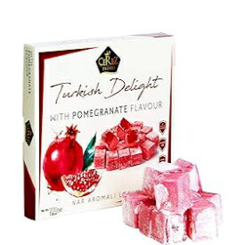 7.05 Ounce (Pack of 1), Cerez Pazari Turkish Delight with Pomegranate Flavour 200 gr Gourmet Small Size Snacks Gift Box No Nuts Sweet Luxury Traditional Confectionery Vegan Candy Dessert Glucose Free Lokum Approx.18 P