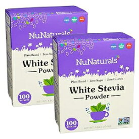 100 Count (Pack of 2), NuNaturals White Stevia Powder Packets, Single-Serve, Zero Calorie Sugar Substitute, 100 count (Pack of 2)