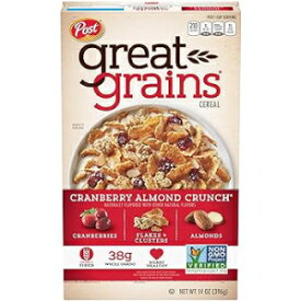 14 Ounce (Pack of 1), Cranberry, Great Grains Cranberry Almond Crunch Cereal, Cereal with Dried Cranberries and Almonds, Non-GMO Project Verified, 14 OZ Box