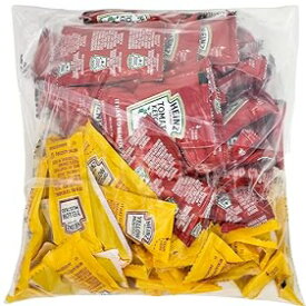 100 Piece Assortment, Heinz Condiment Packets Ketchup and Mustard (100 Total; 50 Each Flavor)