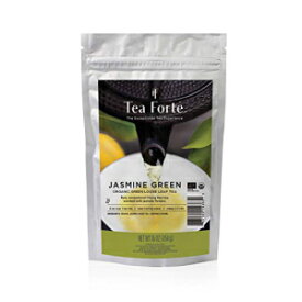 Tea Forte ジャスミン グリーン ルース バルク ティー、1 ポンド パウチ、オーガニック グリーン ティー ティー 160 ～ 170 杯分 Tea Forte Jasmine Green Loose Bulk Tea, 1 Pound Pouch, Organic Green Tea Tea Makes 160-170 Cups