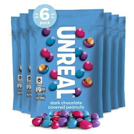 5 Ounce (Pack of 6), Dark Peanut Gems, UNREAL Dark Chocolate Peanut Gems - Certified Vegan Fair Trade, Non-GMO - Made with Gluten Free Ingredients and Colors from Nature - No Sugar Alcohols or Soy - 6 Bags