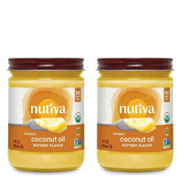 14液量オンス（2個パック）、Nutivaオーガニックココナッツオイル、乳製品不使用バター風味、14オンス（2個パック）、USDAオーガニック、非遺伝子組み換え、全30粒承認、ビーガン＆グルテンフリー、植物ベースの代替品バター 14 Fl Oz (Pack of 2), Nutiva Organi