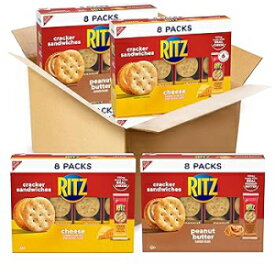 1.38 Ounce (Pack of 32), Peanut Butter & Cheese, RITZ Peanut Butter Sandwich Cracker Snacks and Cheese Sandwich Crackers, Snack Crackers Variety Pack, 32 Snack Packs (6 Crackers Per Pack)