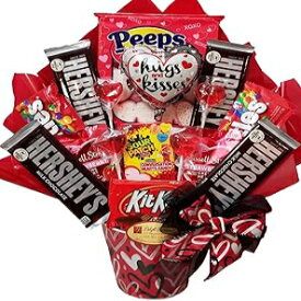 Delight Expressions「ハグ アンド キス」ギフト バスケット - バレンタインデー キャンディ ブーケ Delight Expressions"Hugs and Kisses" Gift Basket - Valentine's Day Candy Bouquet